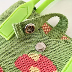 Mushroom Graphic Crochet Mini Colorblock Knitted Handbag