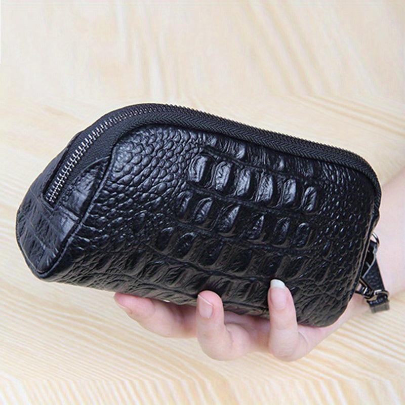 Crocodile Embossed Coin Purse Clutch With Wristband