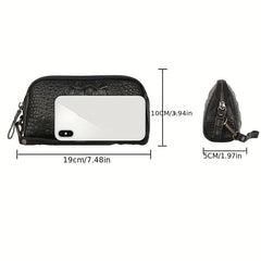 Crocodile Embossed Coin Purse Clutch With Wristband