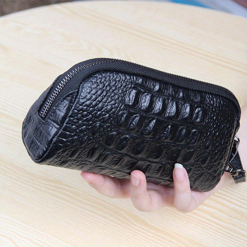 Crocodile Embossed Coin Purse Clutch With Wristband