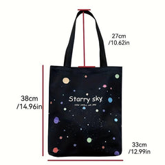 Starry Sky Printed High Capacity Tote Bag Lightweight Shoulder Bag