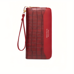 Crocodile Pattern Long Clutch Faux Leather Textured Long Wallet
