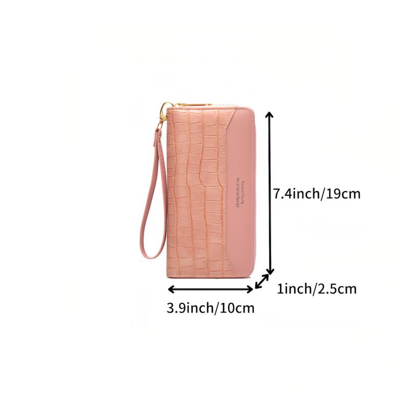 Crocodile Pattern Long Clutch Faux Leather Textured Long Wallet