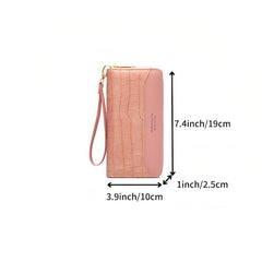 Crocodile Pattern Long Clutch Faux Leather Textured Long Wallet