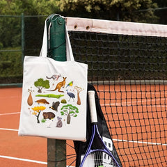 Canvas Tote Bag Cartoon Animals Print Handbag All Match Shopping Bag Women