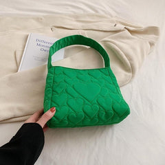 Love Pattern Quilted Shoulder Bag Solid Square Underarm Bag