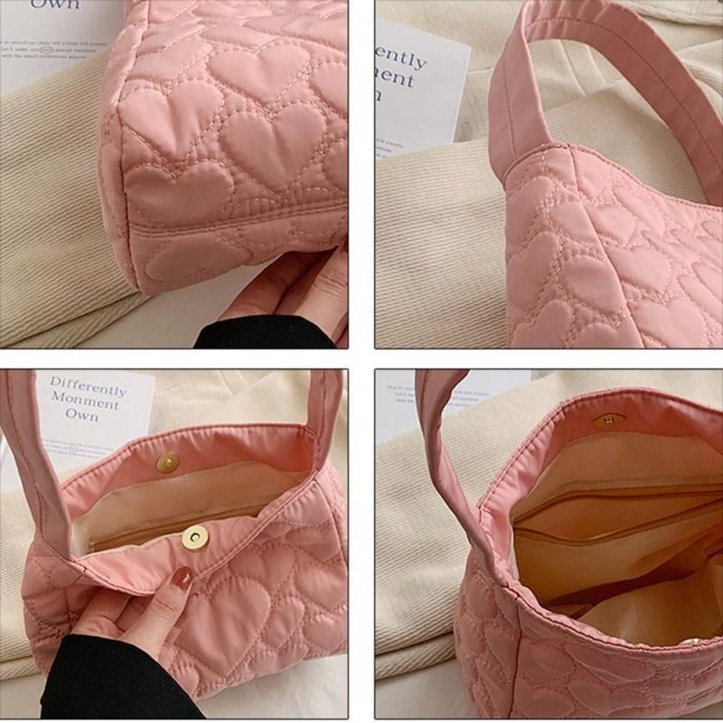 Love Pattern Quilted Shoulder Bag Solid Square Underarm Bag