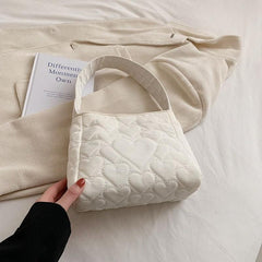 Love Pattern Quilted Shoulder Bag Solid Square Underarm Bag