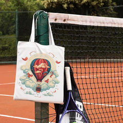 Hot Air Balloon Pattern Canvas Shoulder Bag Lightweight All Match Shopping Bag