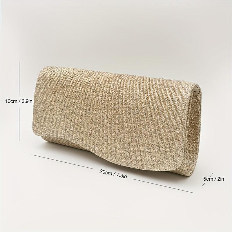 Glitter Ruched Evening Bag Flap Banquet Clutch Purse Women's Bling Handbags