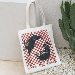 Bunny Print Canvas Bag Lightweight Shoulder Bag
