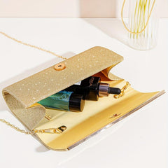 Glitter Clutch Wallet Evening Bag Chain Strap