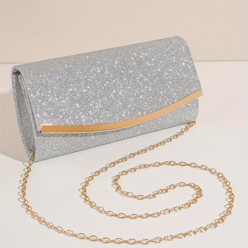Glitter Clutch Wallet Evening Bag Chain Strap