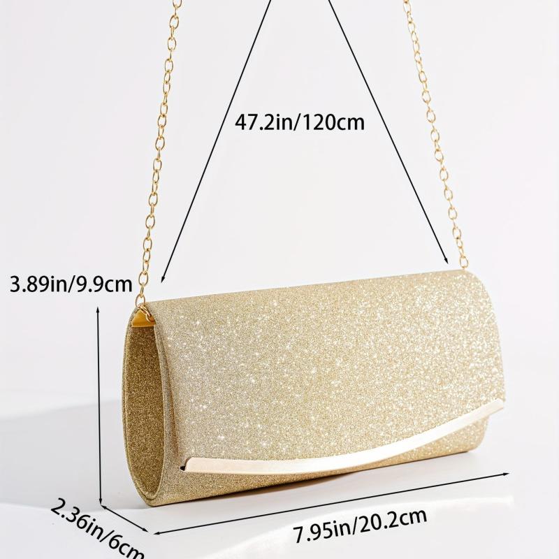 Glitter Clutch Wallet Evening Bag Chain Strap