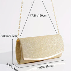 Glitter Clutch Wallet Evening Bag Chain Strap