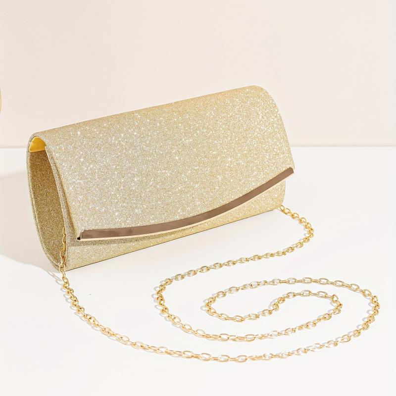 Glitter Clutch Wallet Evening Bag Chain Strap