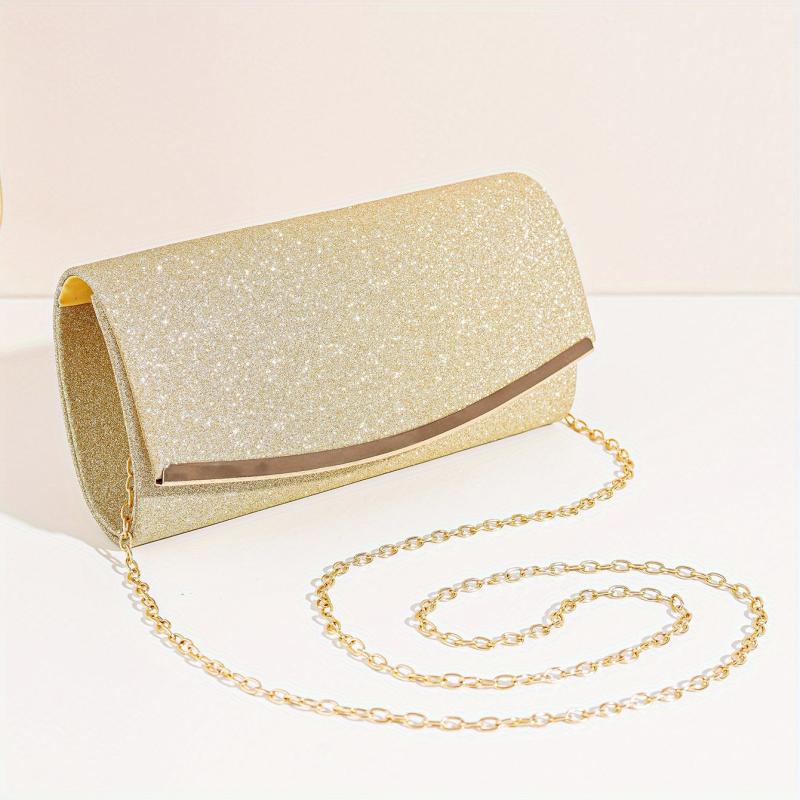 Glitter Clutch Wallet Evening Bag Chain Strap