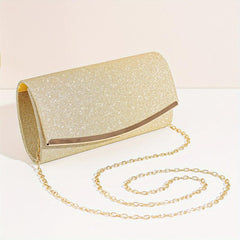 Glitter Clutch Wallet Evening Bag Chain Strap