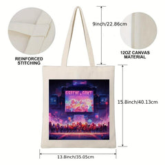 Pixel Game Pattern Canvas Bag Large Capacity Shoulder Bag