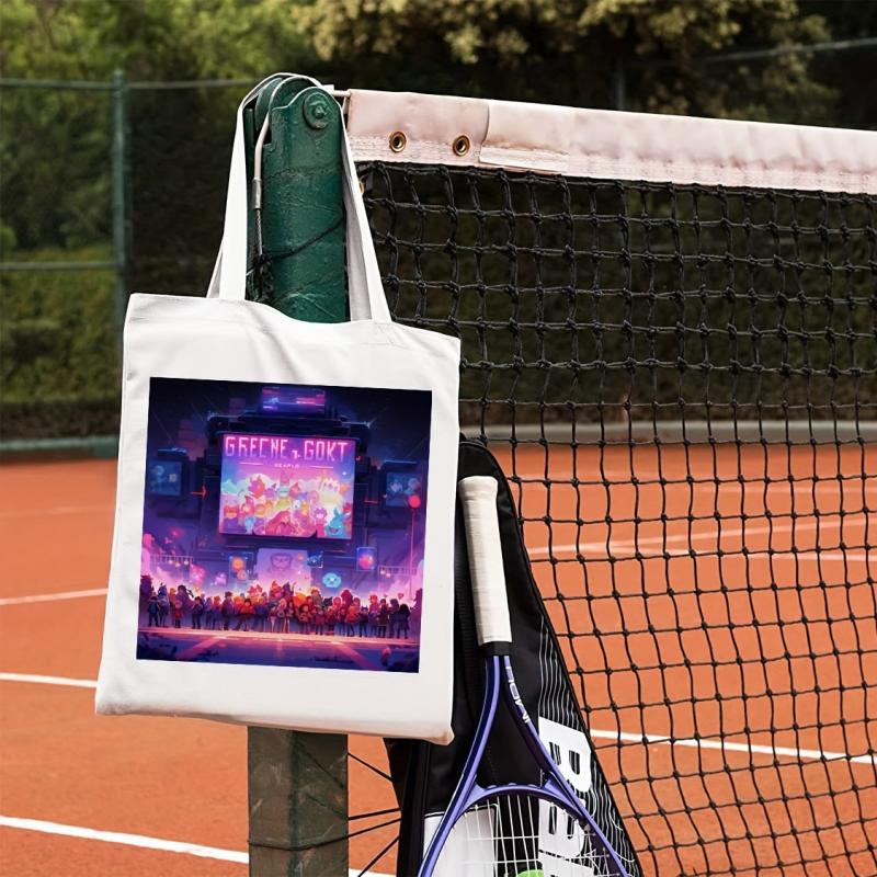 Pixel Game Pattern Canvas Bag Large Capacity Shoulder Bag