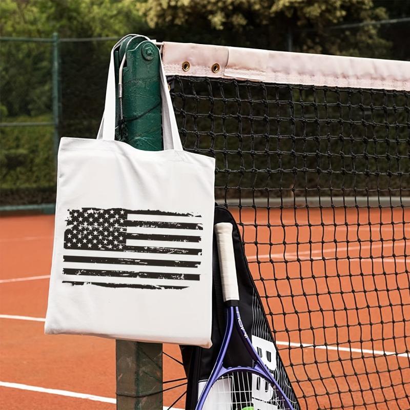 American Flag Beach Tote Large Canvas Shoulder Bag