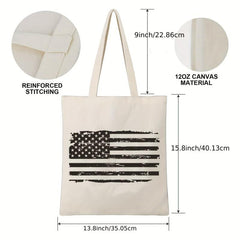 American Flag Beach Tote Large Canvas Shoulder Bag
