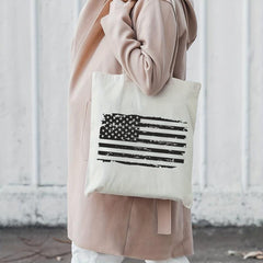American Flag Beach Tote Large Canvas Shoulder Bag