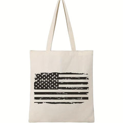 American Flag Beach Tote Large Canvas Shoulder Bag
