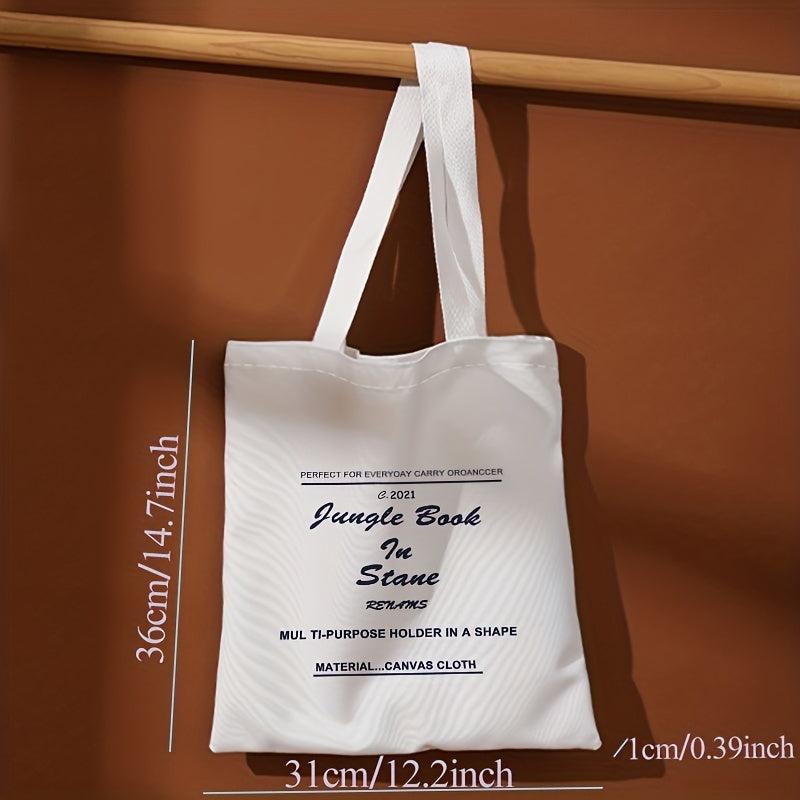 Letter Print Canvas Tote Bag Travel Beach Shoulder Bag
