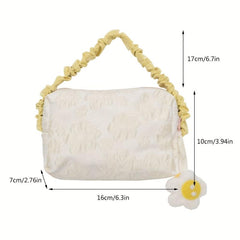 Flower Pattern Cosmetic Bag Zipper Satchel Lightweight Handbag