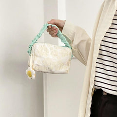 Flower Pattern Cosmetic Bag Zipper Satchel Lightweight Handbag