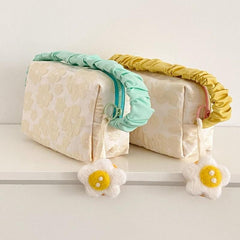 Flower Pattern Cosmetic Bag Zipper Satchel Lightweight Handbag