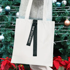 Lightweight Canvas Shoulder Bag With Letter Print Strap