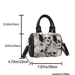 Flower Skull Print Handbag Halloween Party Ghost Boston Bag