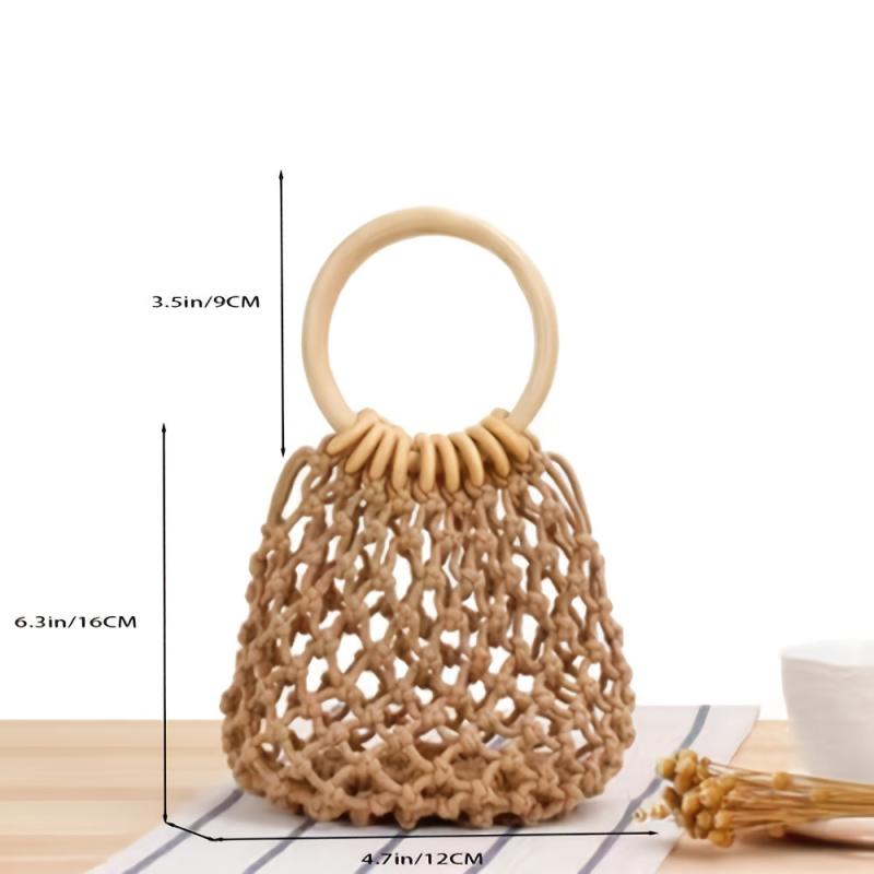 Mini Straw Bag Stylish Satchel Bag With Top Ring Handle