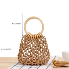 Mini Straw Bag Stylish Satchel Bag With Top Ring Handle