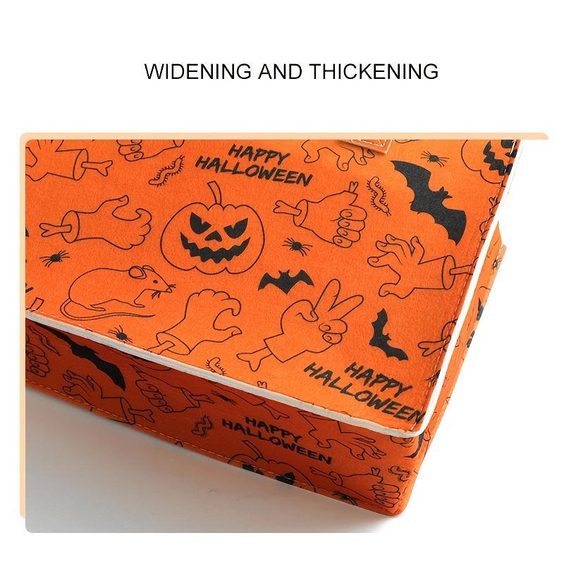 Halloween Felt Tote Bag Pumpkin Ghost Skull Print Handbag