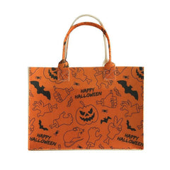 Halloween Felt Tote Bag Pumpkin Ghost Skull Print Handbag