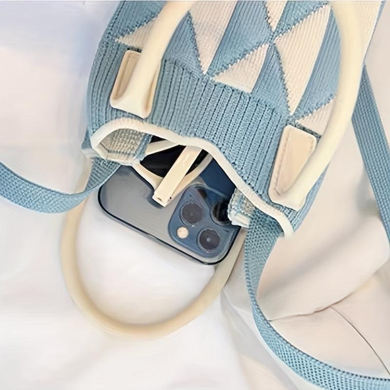 Colorblock Crochet Crossbody Bag Women's Shoulder Purse