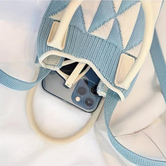 Colorblock Crochet Crossbody Bag Women's Shoulder Purse