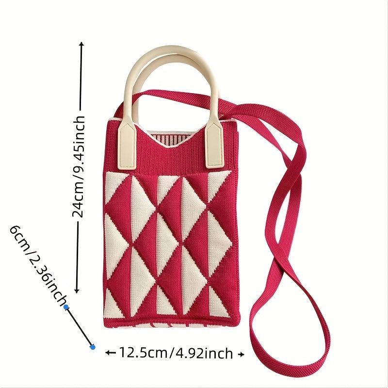 Colorblock Crochet Crossbody Bag Women's Shoulder Purse
