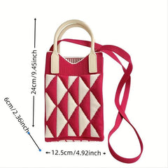 Colorblock Crochet Crossbody Bag Women's Shoulder Purse