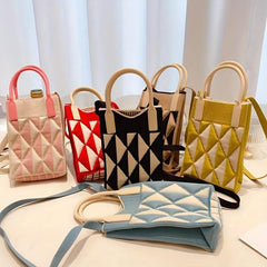 Colorblock Crochet Crossbody Bag Women's Shoulder Purse