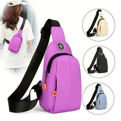 Outdoor Sports Sling Bag Casual Nylon Crossbody Bag Zipper Chest Bag