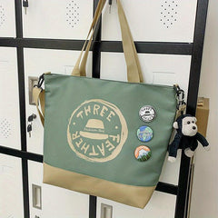 Nylon One Shoulder Tote Bag with Pendant