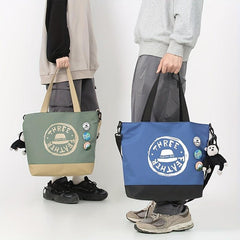 Nylon One Shoulder Tote Bag with Pendant