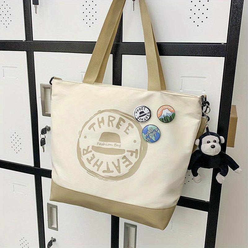 Nylon One Shoulder Tote Bag with Pendant