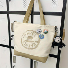 Nylon One Shoulder Tote Bag with Pendant