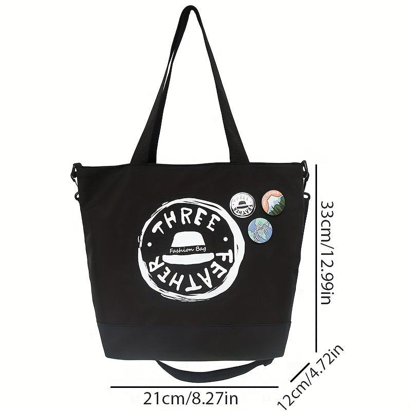 Nylon One Shoulder Tote Bag with Pendant