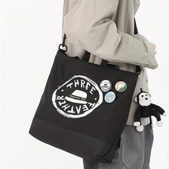 Nylon One Shoulder Tote Bag with Pendant